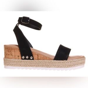 Steve Madden Jaide Black Espadrille Wedge Sandals | 7.5 |